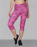 Creez Printed Women's Abstract Fractal Print Capri Tights