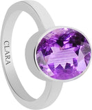 Clara Certified Katela 6.5 cts or 7.25 ratti Elegant Sterling Silver Amethyst Ring
