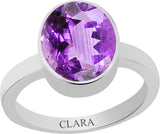 Clara Certified Katela 5.5 cts or 6.25 ratti Elegant Sterling Silver Amethyst Ring