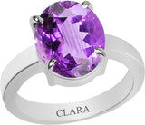 Clara Certified Katela 3 cts or 3.25 ratti 4 Prongs Sterling Silver Amethyst Ring