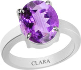 Clara Certified Katela 6.5 cts or 7.25 ratti 4 Prongs Sterling Silver Amethyst Ring