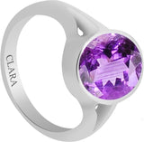 Clara Certified Katela 8.3 cts or 9.25 ratti Zoya Sterling Silver Amethyst Ring