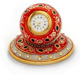 Shoppingtara Beautiful Golden Meenakari Work Marble Table Clock Showpiece  -  7 cm