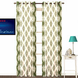 Fabutex Polyester Green Motif Eyelet Door Curtain