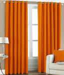 C.E Collection Polyester Orange Plain Eyelet Door Curtain