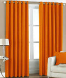 C.E Collection Polyester Orange Plain Eyelet Door Curtain