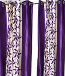 C.E Collection Polyester Purple Floral Eyelet Door Curtain