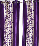 C.E Collection Polyester Purple Floral Eyelet Door Curtain