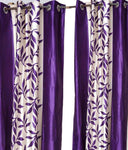 C.E Collection Polyester Purple Floral Eyelet Door Curtain