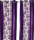 C.E Collection Polyester Purple Floral Eyelet Door Curtain