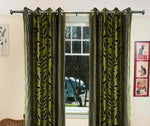 C.E Collection Polyester Green Floral Eyelet Door Curtain