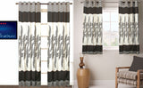 Fabutex Polyester Black, White Abstract Eyelet Window & Door Curtain