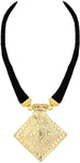 Voylla Yellow Gold Plated Fabric Necklace