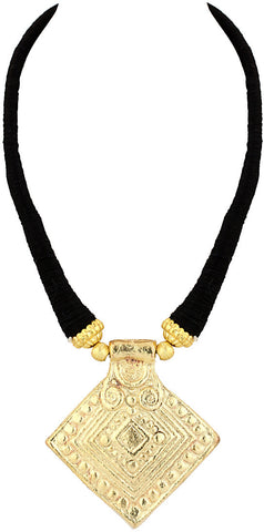 Voylla Yellow Gold Plated Fabric Necklace