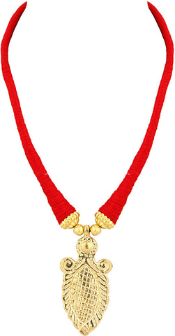 Voylla Yellow Gold Plated Fabric Necklace