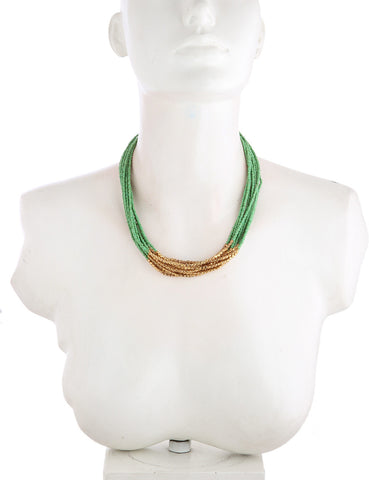 Voylla Yellow Gold Plated Fabric Necklace