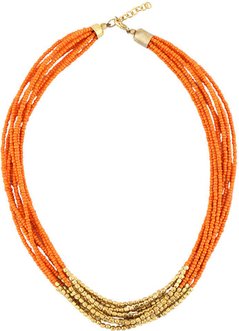 Voylla Yellow Gold Plated Fabric Necklace