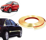 Vheelocityin Decorative Gold Chrome Strip For Interior / Extrerior - 20M For Mahindra E20 Car Side Beading