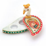 Desert Eshop Kundan Work Marble Peacock Roli Sindoor Vas 279 Showpiece  -  11 cm