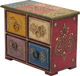 Recrafto Painted Four Drawer Box Makeup, Jewellery Vanity Jewellery