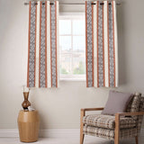 Fabutex Polyester Brown Striped Eyelet Window Curtain