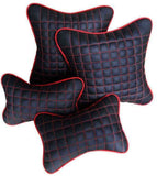 Hi Art Black, Red Leatherite Car Pillow Cushion for Universal For Car