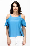 Satovira Party Short Sleeve Solid Women's Top