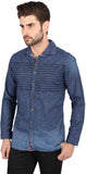 Pecanz Men's Striped Casual Denim Shirt