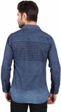 Pecanz Men's Striped Casual Denim Shirt