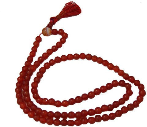 Aaradhi Divya Mantra Red Jasper Guru Bead Meditation Mala Stone Necklace