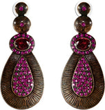The Fine World Copper Metal Embedded With Dark Pink Stones Brass Zircon Metal Drop Earring