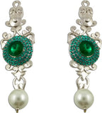 The Fine World Long Letkan Silver Zircon Metal Drop Earring
