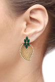 The Jewelbox Green Paisley Filigree Yellow Gold Copper Dangle Earring