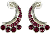 The Fine World Crescent Shaped Silver Zircon Metal Drop Earring