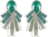 The Fine World Sky Blue Stones On A Silver Base Silver Zircon Metal Drop Earring