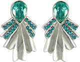 The Fine World Sky Blue Stones On A Silver Base Silver Zircon Metal Drop Earring
