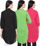 NumBrave Casual 3/4 Sleeve Solid Women's Black, Green, Pink Top