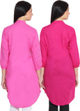 NumBrave Casual 3/4 Sleeve Solid Women's Pink Top