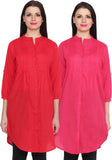 NumBrave Casual 3/4 Sleeve Solid Women's Red, Pink Top