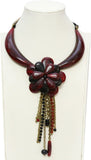 Ethnochic Steel, Brass, Glass, Bone Necklace