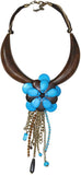 Ethnochic Steel, Brass, Glass, Bone, Leather Necklace