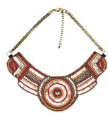 Ethnochic Brass, Steel, Glass, Fabric Necklace