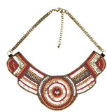 Ethnochic Brass, Steel, Glass, Fabric Necklace