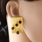 Velvetcase Smoky Quartz Textured Earrings Quartz Silver Stud Earring