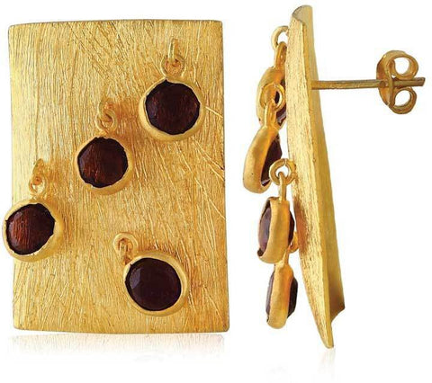 Velvetcase Smoky Quartz Textured Earrings Quartz Silver Stud Earring