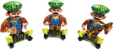 Ethnic Regalia Wooden Rajasthani Musicians Showpiece  -  10 cm