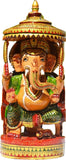 Collectible India Wooden Handpainted Ganesha Statue, Ganesh Idol Showpiece  -  20 cm