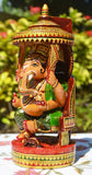 Collectible India Wooden Handpainted Ganesha Statue, Ganesh Idol Showpiece  -  20 cm