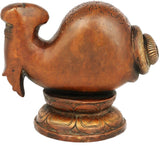 Collectible India Relaxing Conch Ganesha Brass Idol - Antique Finish Statue Showpiece  -  17.5 cm
