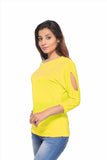Fabpoppy Casual 3/4 Sleeve Solid Women's Top
